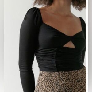 UO Juliana Crepe Cutout Cropped Top